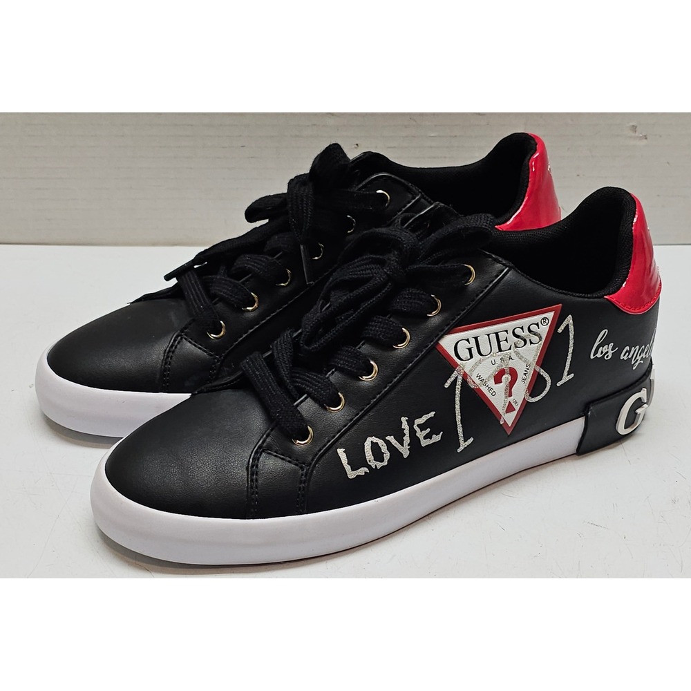 Guess Los Angeles Mens Black Red Low Top Sneakers GWPATHIN5 Size 8.5 M
